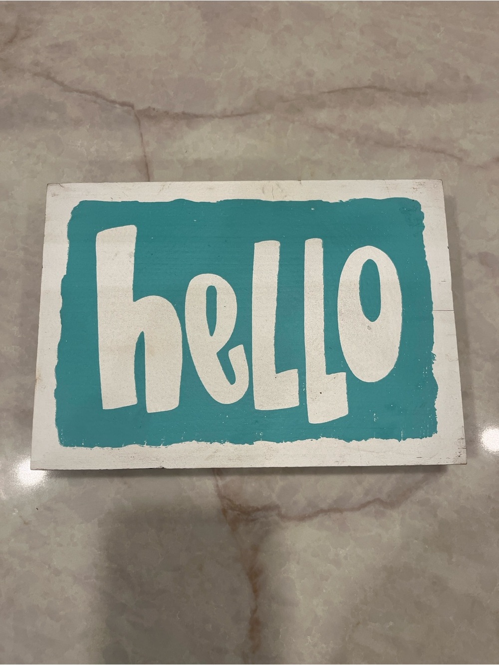 Hobby Lobby Teal and White "hello" Wood Wall Sign